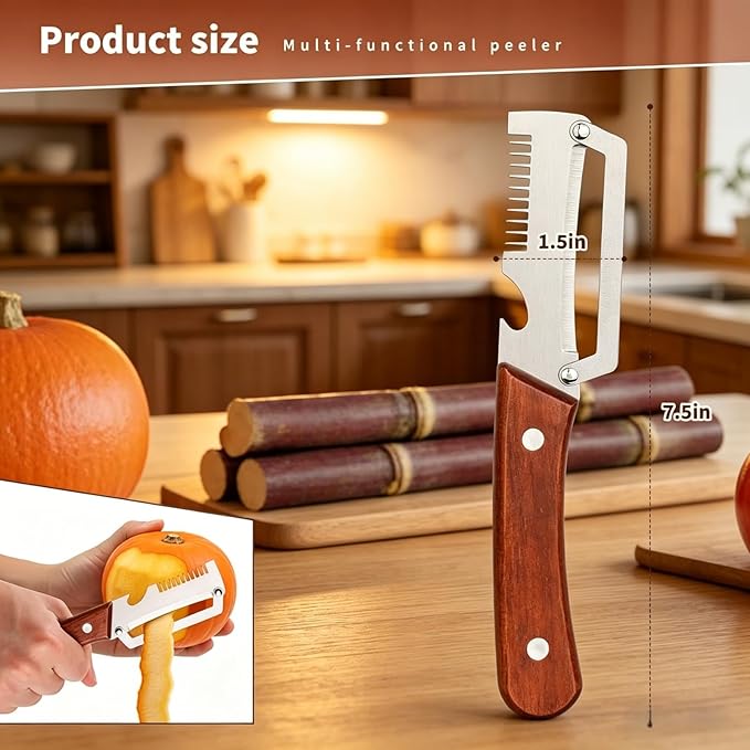 NEW Premium Vegetable Peeler with Wooden Handle and Bottle Opener: 2-in-1 Stainless Steel Kitchen Tool for Fruit Apple Potato Pumpkin Papaya (1Pack) - Image 7
