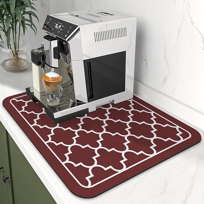 WISELIFE Dish Drying Mat Super Absorbent Drying Mat Large Dish Drying Mats for Kitchen Counter Easy Clean Dish Mat Kitchen Drying Mat15"x 18" Stylish Red - Image 2