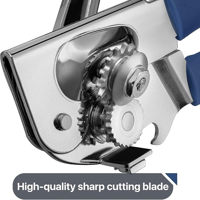 Commercial Can Opener, UHIYEE Hand Crank Can Opener Manual Heavy Duty with Comfortable Extra-long Handles, Oversized Knob, Large Handheld Can Open Easy for Big Cans, Blue - Image 3