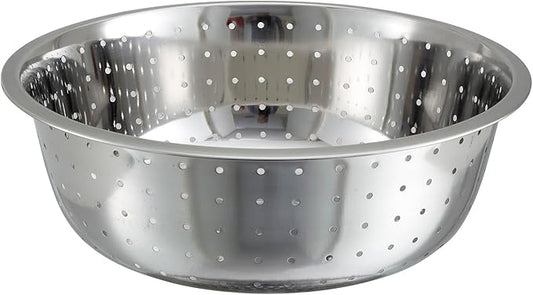 Winco Stainless Steel Chinese Colander with 5mm Holes, 15-Inch Diameter, Medium, Stainless Steel