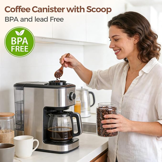 ComSaf of 2(0.8Qt) Glass Coffee Canister, Airtight Coffee Container with Spoon for Coffee Lovers to Store Whole Beans or Grounds, Coffee Jar Organize Coffee Bar & Office Tabletop - Image 4