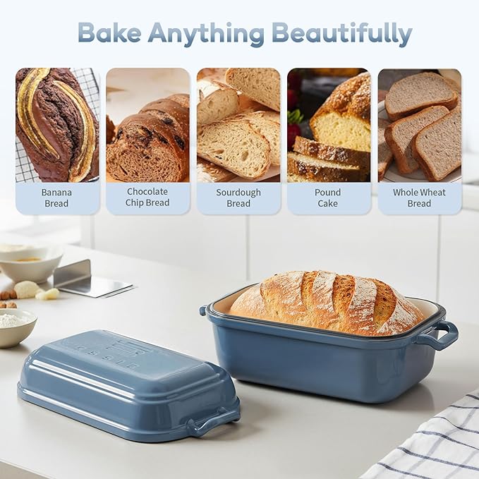 Dutch Oven for Sourdough Bread Baking, Enameled Cast Iron Dutch Oven Pot with Lid, 10×6 Bread Loaf Pans with Lid for Homemade Bread, Cake, Meatloaf, Oven & Induction Safe (Blue, 3.84 QT) - Image 5