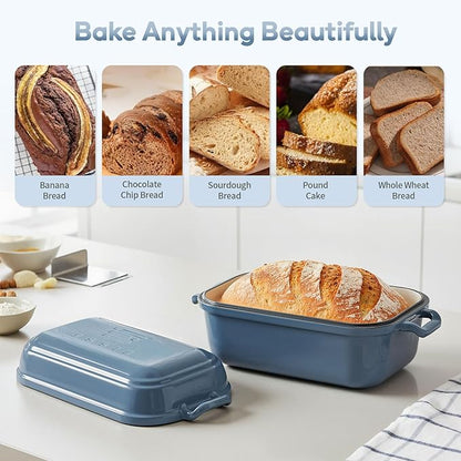 Dutch Oven for Sourdough Bread Baking, Enameled Cast Iron Dutch Oven Pot with Lid, 10×6 Bread Loaf Pans with Lid for Homemade Bread, Cake, Meatloaf, Oven & Induction Safe (Blue, 3.84 QT) - Image 5