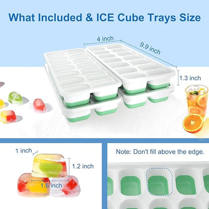 Ice Cube Tray, Ice Cube Trays for Freezer 4 Pack with Lids, Ice Tray Easy-Release, Ice Trays for Freezer Stackable, Silicone Ice Cube Tray for Drinks, Coffee - BPA-Free and Odor-Free - Image 7