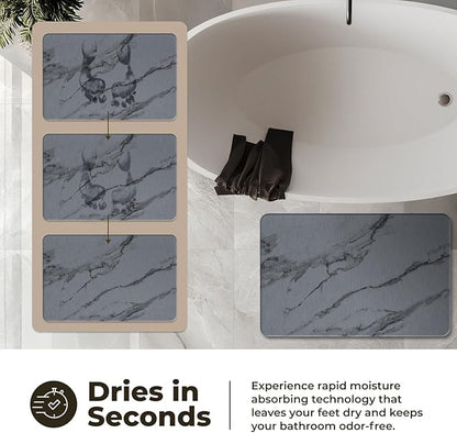 TOSORO - Stone Bath Mat Diatomaceous Earth Shower Mat Non-Slip Super Absorbent Diatomite Stone Bath Mats for Bathroom Floor Quick Drying Natural Easy to Clean (23.5 x 15) - Graphite