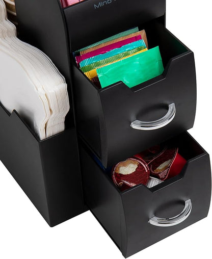 Mind Reader Cup and Condiment Station, Countertop Organizer, Coffee Bar, Kitchen, Stirrers, 5.35"W x 11.25"L x 11.15"H, Black - Image 4