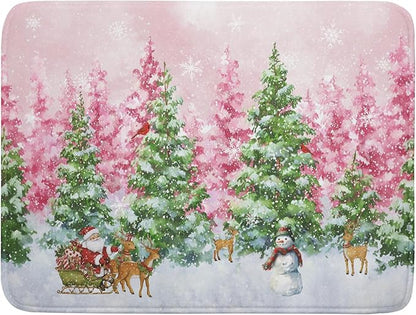 Winter Dish Drying Mats for Kitchen Counter Watercolor Forest Decoration Coffee Mat for Holiday Decor by Giwawa