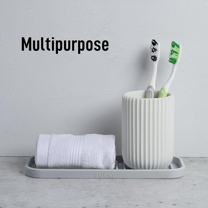 Zulay Kitchen (9x3.5in) Sponge Holder for Kitchen Sink - Flexible Heavy-Duty Multipurpose Sink Caddy - Counter Organizer for Kitchen, Bathroom, Makeup, Trinkets & More! (Grey) - Image 5