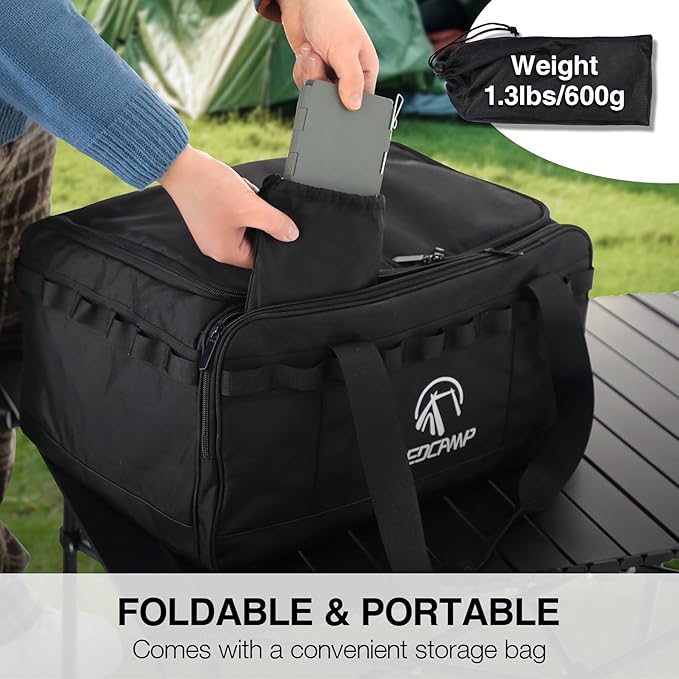 REDCAMP Folding Outdoor Stove Windscreen, 10 Plates Iron Camping Stove Windshield with Carrying bag, Lightweight Butane Burner Windshield, Grey