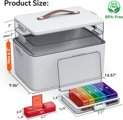CTIME 3-Tier Medicine Organizer with Pill Case - Portable Pill Case & Empty First Aid Kit for Home, Travel, RV, School, Dorm, Ideal Elderly, Father Gift - Image 5