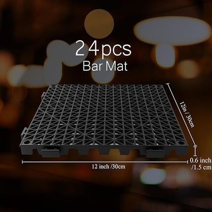 Tioncy 24 Pcs Bar Countertop Supplies Interlocking Mats 12 x 12 Inch Rubber Black Shelf Liners Bar Drying Coffee Non Slip Spills Mats for Bartending Home Cocktail Bars Restaurants - Image 2