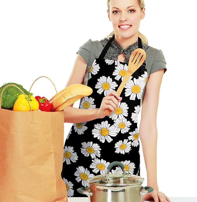 Adjustable Waterproof Apron Bib Apron with 2 Pockets Cooking Kitchen Aprons for Women Men Chef