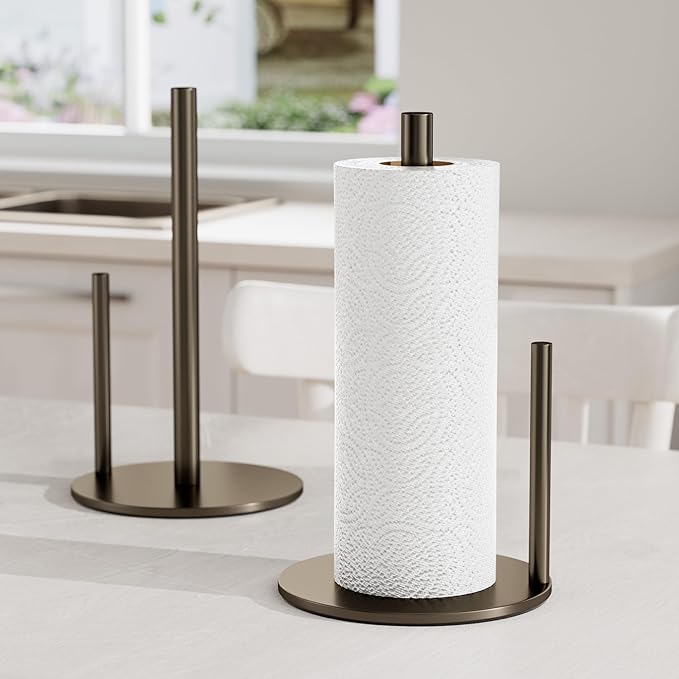 Bronze Kitchen Paper Holder, Oil Rubbed Bronze Paper Towel Holder, Kitchen Roll Organizer, Countertop Roll Dispenser with Weighted Base - Image 7