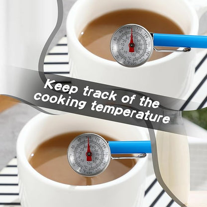 Xuhal 3 Pcs Stainless Steel Kitchen Thermometer with 5 Inch Long Stem 1 Inch Dial Thermometer Milk Frothing Food for Oven Probe Meat Grill BBQ Cooking Chocolate Water (Gray,Green,Blue) - Image 5