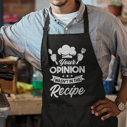 SANDJEST Funny Mens Aprons with Pockets for BBQ Grilling Cooking Grandpa Husband Apron for Birthday Christmas Father's Day