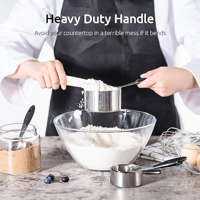 Measuring Cups : U-Taste 18/8 Stainless Steel Measuring Cups and Spoons Set of 10 Piece, Upgraded Thickness Handle(Black) - Image 5