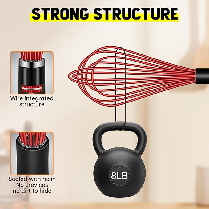 HOTEC 4 Pieces Silicone Whisks Set, Wire Balloon Whisks Egg Beater, Non-slip Handle Whisk for Non-stick Cookware Perfect for Cooking, Stirring, Beating and Blending (Multicolor) - Image 6