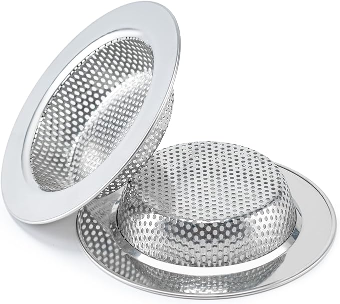 Honmein 2 Pcs Sink Strainer for Most Kitchen Sink Drain Basket, Upgraded Double-Layer Safe Design Kitchen Sink Strainer (Outer Diameter 4.5 Inch) by Honmein