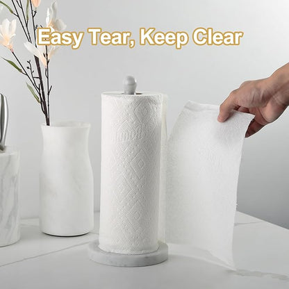 Koville Carrara Marble Paper Towel Holder Countertop, 6“ Genuine Stone Paper Towel Holder Stand for Kitchen Storage, for Standard or Jumbo-Sized Rolls - Image 4