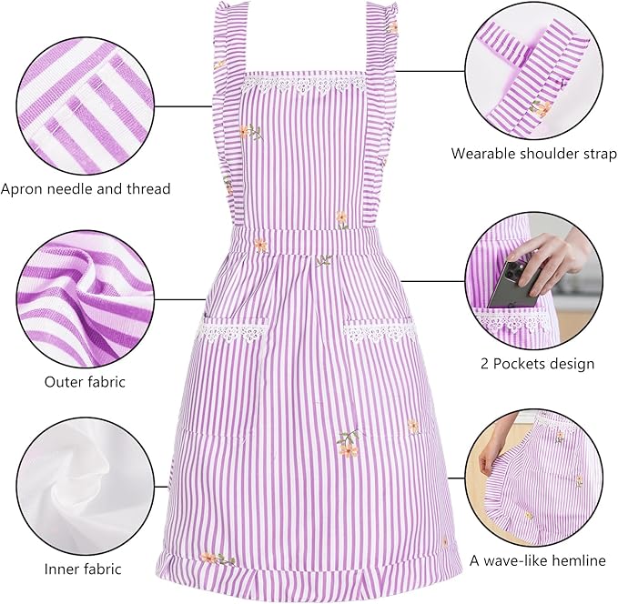 Funny Aprons for Women with Pockets, Kitchen Cooking Grilling Bbq Cute Chef Apron, Mothers Day Birthday Gifts for Women - Image 6