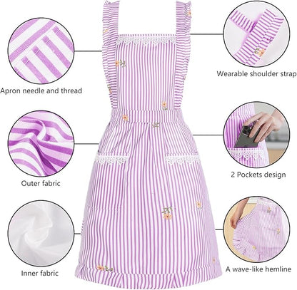 Funny Aprons for Women with Pockets, Kitchen Cooking Grilling Bbq Cute Chef Apron, Mothers Day Birthday Gifts for Women - Image 6