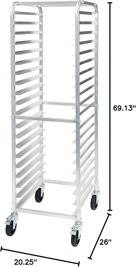 Winco 20-Tier Aluminum Sheet Pan Rack with Brake - Image 3