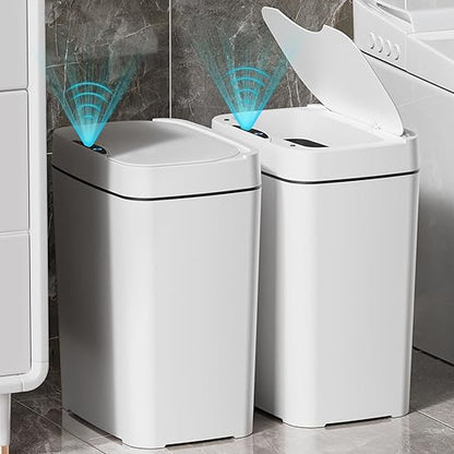 Vanpopubs 2 Pack 2.7 Gal Bathroom Trash Can with Lid, Automatic Trash Can Small Smart Garbage Can Touchless, Slim Motion Sensor Waterproof Plastic Trash Bins for Bedroom Office Kitchen Toilet by VANPOPUBS