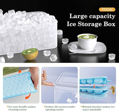 Mini Ice Cube Tray for Freezer: Small Plastic Ice Cubes Trays for Freezer with Box - Easy Release Stackable Mini Ice Cube Maker - Nugget Ice Trays for Freezer with Ice Container - Image 3