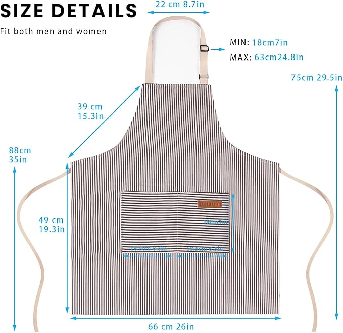 BeLuyi 2 Pack Adjustable Bib Apron with 2 Pockets Chef Cooking Kitchen Restaurant Aprons for Women Men - Image 2