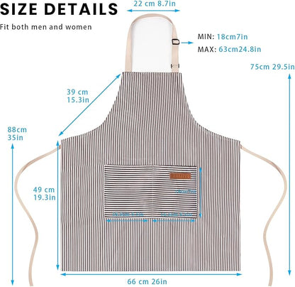 BeLuyi Adjustable Bib Apron with 2 Pockets Chef Cooking Kitchen Restaurant Aprons for Women Men - Image 3