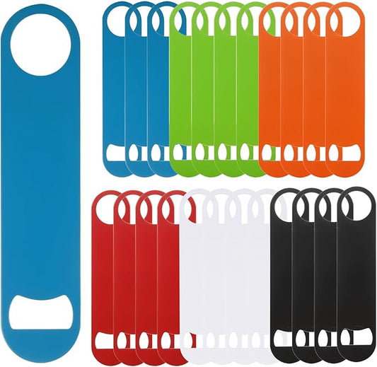 QTLCOHD 24 Pack Flat Bottle Opener 7 Inch Stainless Steel Bottle Openers Bulk Colorful Beer Bottle Opener Bartender for Kitchen Bar or Restaurant