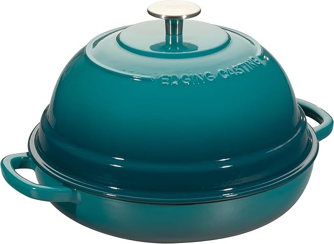 EDGING CASTING Enameled Cast Iron Dutch Oven Pot with Lid, Round Bread Oven for Homemade Sourdough Bread Baking, 6 Quart, Darkcyan - Image 4