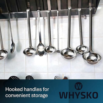 Whysko Soup Ladle Stainless Steel, 4 oz Metal Ladle Spoon, Rustproof Heat Resistant Materials for Cooking and Serving Soups and Sauces, Commercial Grade for Restaurants Catering and Kitchen Essentials
