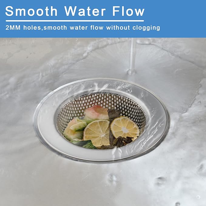 Honmein 2 Pcs Sink Strainer for Most Kitchen Sink Drain Basket, Upgraded Double-Layer Safe Design Kitchen Sink Strainer (Outer Diameter 4.5 Inch) - Image 6