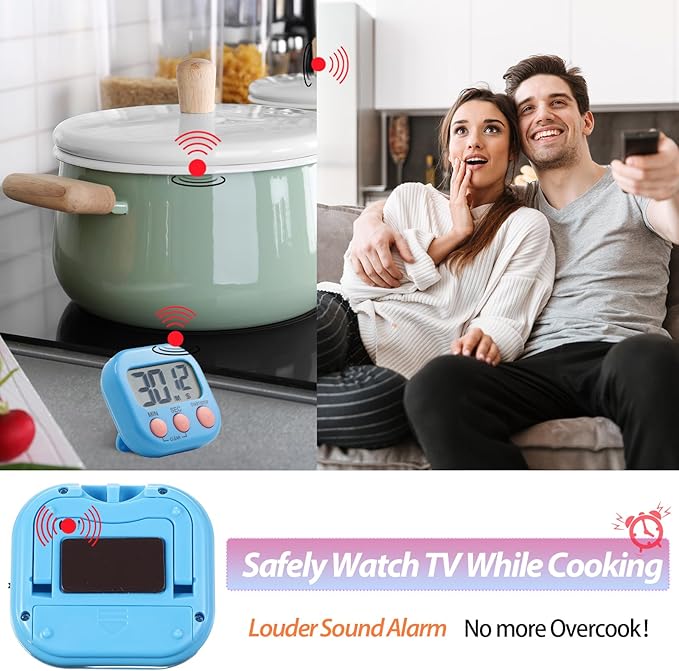 Weewooday 24 Pcs Digital Kitchen Timer Magnetic Timer Bulk On/Off Switch Minute Second Count up Countdown Loud Alarm for Exercise Cook Baking (Multicolor) - Image 5