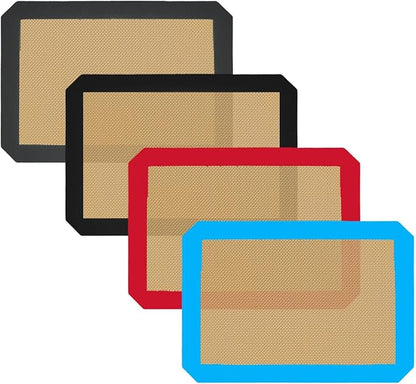 Small Silicone Baking Mats, Set of 4,11-4/5x8-1/4 Inch Quarter Sheet Size, Non Stick, BPA Free, 1/4 Baking Sheet Pan Liner for Cookies, Macaron, Bread, Pastry, Toaster (Multi Colors) by VCHOMY