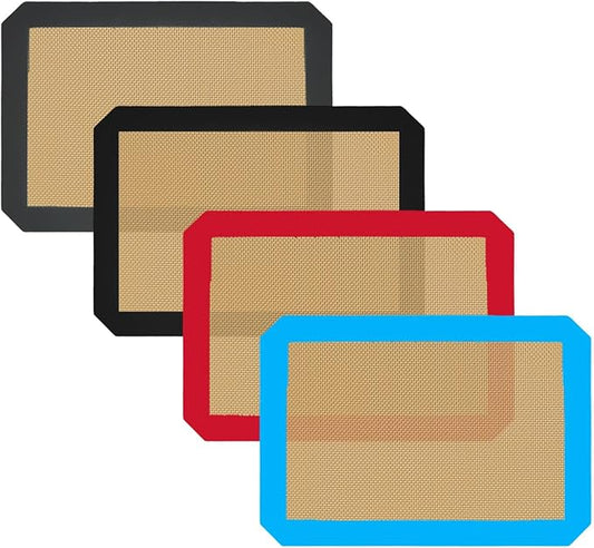 Small Silicone Baking Mats, Set of 4,11-4/5x8-1/4 Inch Quarter Sheet Size, Non Stick, BPA Free, 1/4 Baking Sheet Pan Liner for Cookies, Macaron, Bread, Pastry, Toaster (Multi Colors) by VCHOMY