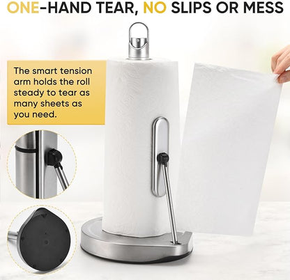 Paper Towel Holder with Spray Bottle for Kitchen Decor and Accessories - Paper Towel Holder Countertop for Kitchen Necessities - Freestanding Paper Towel Holders with Spray Pump for Home Necessities