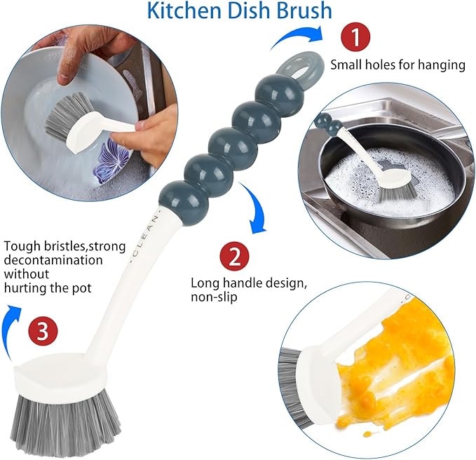 6 Pack Multipurpose Household Cleaning Set, Deep Cleaning Brush Set with Grips - Dish, Scrub, Bottle, Shoe, Groove Gap, Keyboard Brush for Kitchen, Bathroom (B) - Image 2