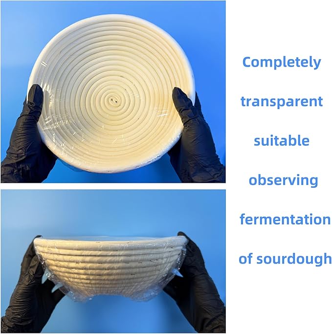 100 Boxed Bowl Covers Bread Proofing Large Thick Clear Plastic Wrap for Food Shower Caps for Sourdough Bread Baking Rising Elastic Reusable BPA Free Food Grade (Diameter 13" Thick Clear) - Image 5