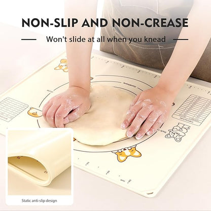 Ourokhome Silicone Baking Mat Sheet and Pastry Dough Cutter, 0.5 Inch Thick 20'' X 16" BPA free Silicone Rolling Mat, Non-Stick and Anti-Slip, Dishwasher Safe (Beige) - Image 4