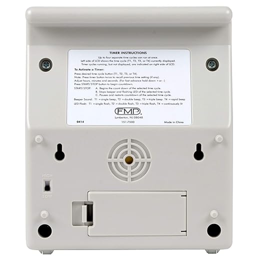 FMP Digital 4 Channel Commercial Kitchen Countdown Timer, Water Resistant, 7-inch Height, White - Image 5