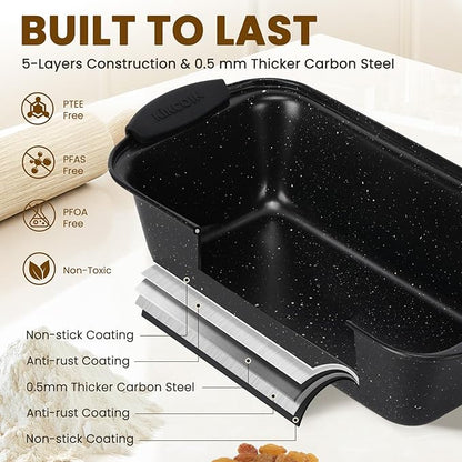Kikcoin 22 PCS Nonstick Baking Pans Set, Stackable Bakeware Sets with Silicone Handles, 450°F Oven Safe Baking Sheet set, Easy Release Cookie Sheets for Baking, Black - Image 3