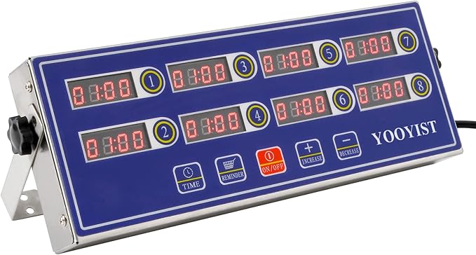 Professional Commercial 8 Channel Multiple Kitchen Timers Digital Calculagraph Programmable Loud for Restaurant Food Fryer Baking Cooking Stainless Steel Heavy Duty. - Image 2