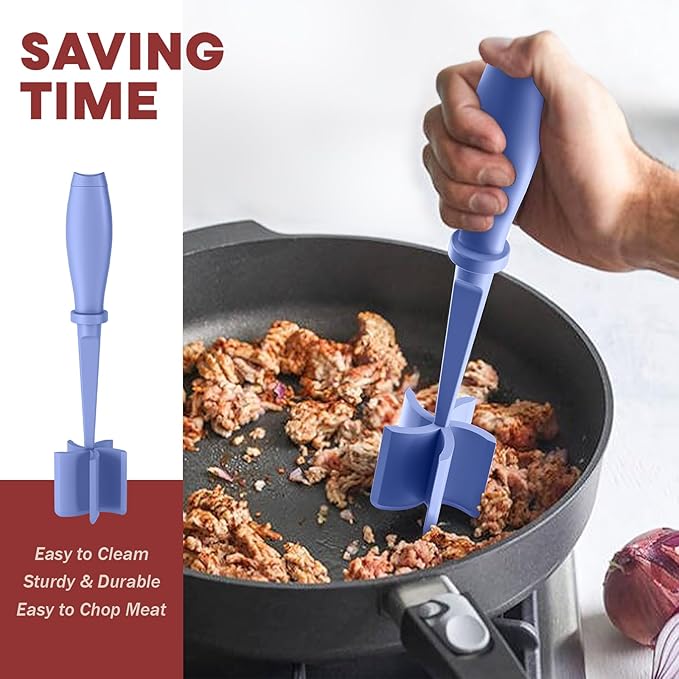 2Pcs Meat Chopper, Hamburger Grinder, Premium Heat Resistant Smasher for Ground Beef, Burger Grinder Nylon Potato Mix Tool-Purple - Image 4
