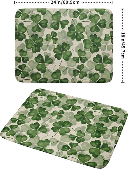 St Patrick's Day Dish Drying Mat for Kitchen Counter 18x24 Saint Patricks Clover Shamrock Green Print Absorbent Reversible Microfiber Drying Mats Kitchen Countertop Protector Dishes Drainer Rack Pad - Image 2