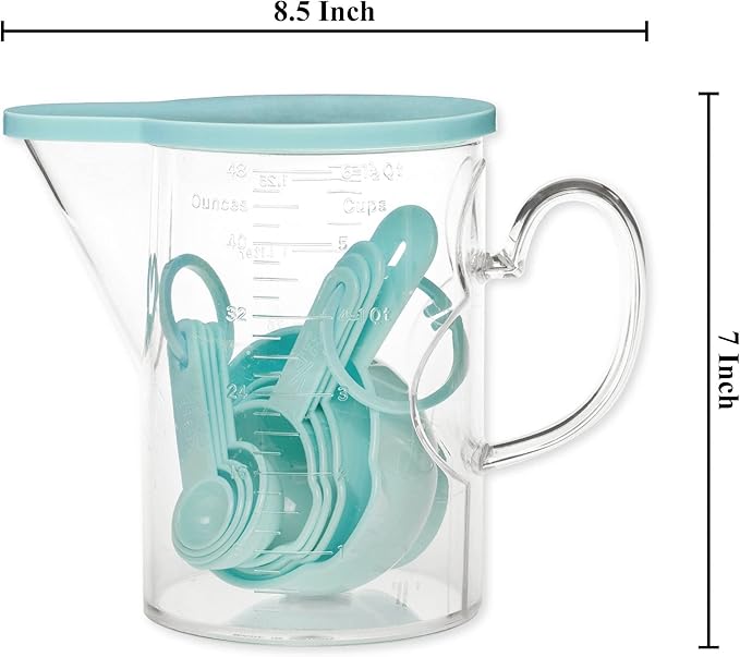 Measuring Cups and Measuring Spoons Set of 10 Pieces, Supreme Housewares Plastic Multi-Purpose Home Essentials Cooking, and Baking Tools BPA Free Dishwasher Safe for Liquid and Dry (Blue) - Image 2