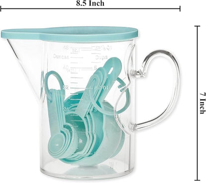 Measuring Cups and Measuring Spoons Set of 10 Pieces, Supreme Housewares Plastic Multi-Purpose Home Essentials Cooking, and Baking Tools BPA Free Dishwasher Safe for Liquid and Dry (Blue) - Image 2