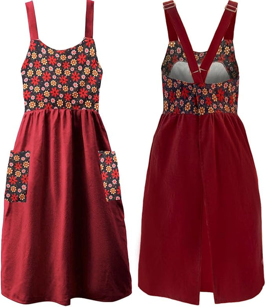 Uaussi Cotton Linen Apron Cross Back Work Apron for Women with Pockets Pinafore Dress X Cross Halter Apron for Chef Gardening by Uaussi