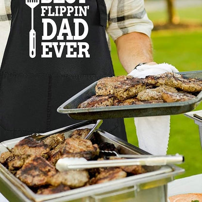 Rosoz Funny BBQ Black Chef Aprons for Men, Adjustable Kitchen Cooking Aprons for Men, Dad, Husband - Birthday, Father's Day